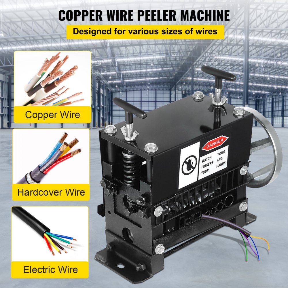 VEVOR Cable Wire Stripping Machine 1.5-20mm Wire Stripping Machine 7 Channels Wire Stripping Machine Tool Manual Hand Cranked Industrial Wire Stripping Recycle (7 Channels)