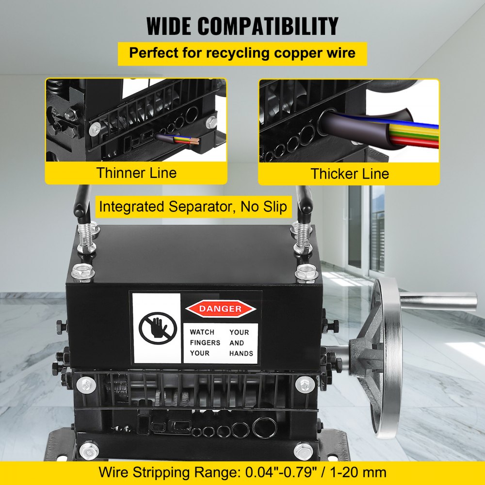 VEVOR Cable Wire Stripping Machine 1.5-20mm Wire Stripping Machine 7 Channels Wire Stripping Machine Tool Manual Hand Cranked Industrial Wire Stripping Recycle (7 Channels)