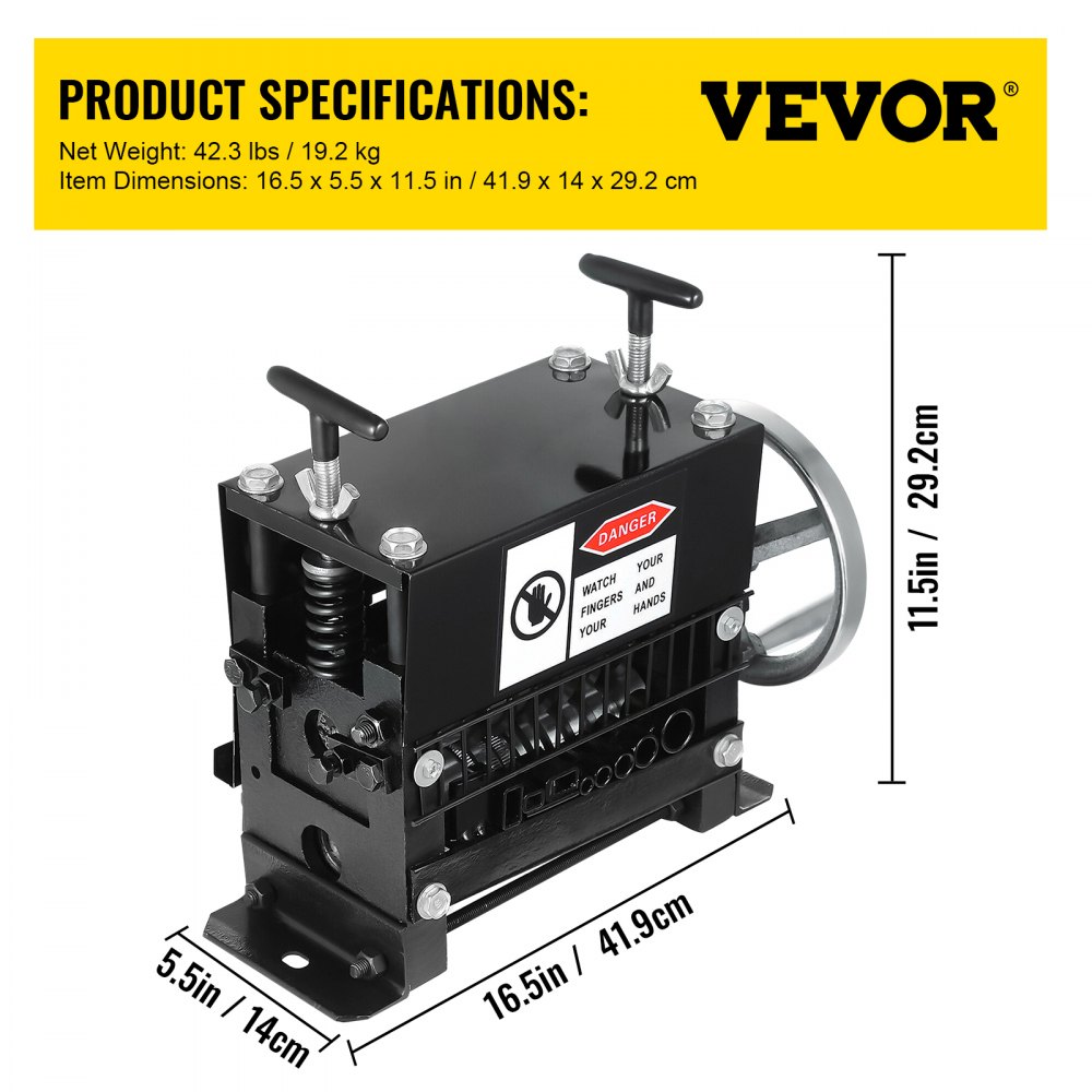VEVOR Cable Wire Stripping Machine 1.5-20mm Wire Stripping Machine 7 Channels Wire Stripping Machine Tool Manual Hand Cranked Industrial Wire Stripping Recycle (7 Channels)