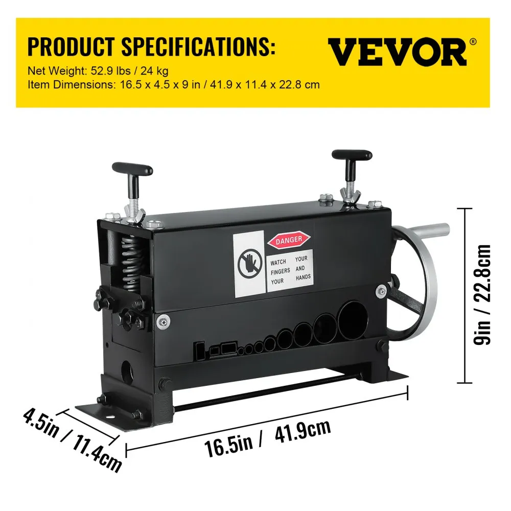 VEVOR Wire Stripping Machine, 0.06 -1.5 in/1.5 -38 mm Wire Gauge Range, with 11 Channels 10 Blades Wire Stripper Machine Manual Hand Cranked, for Cutting and Stripping Scrap Copper Wire