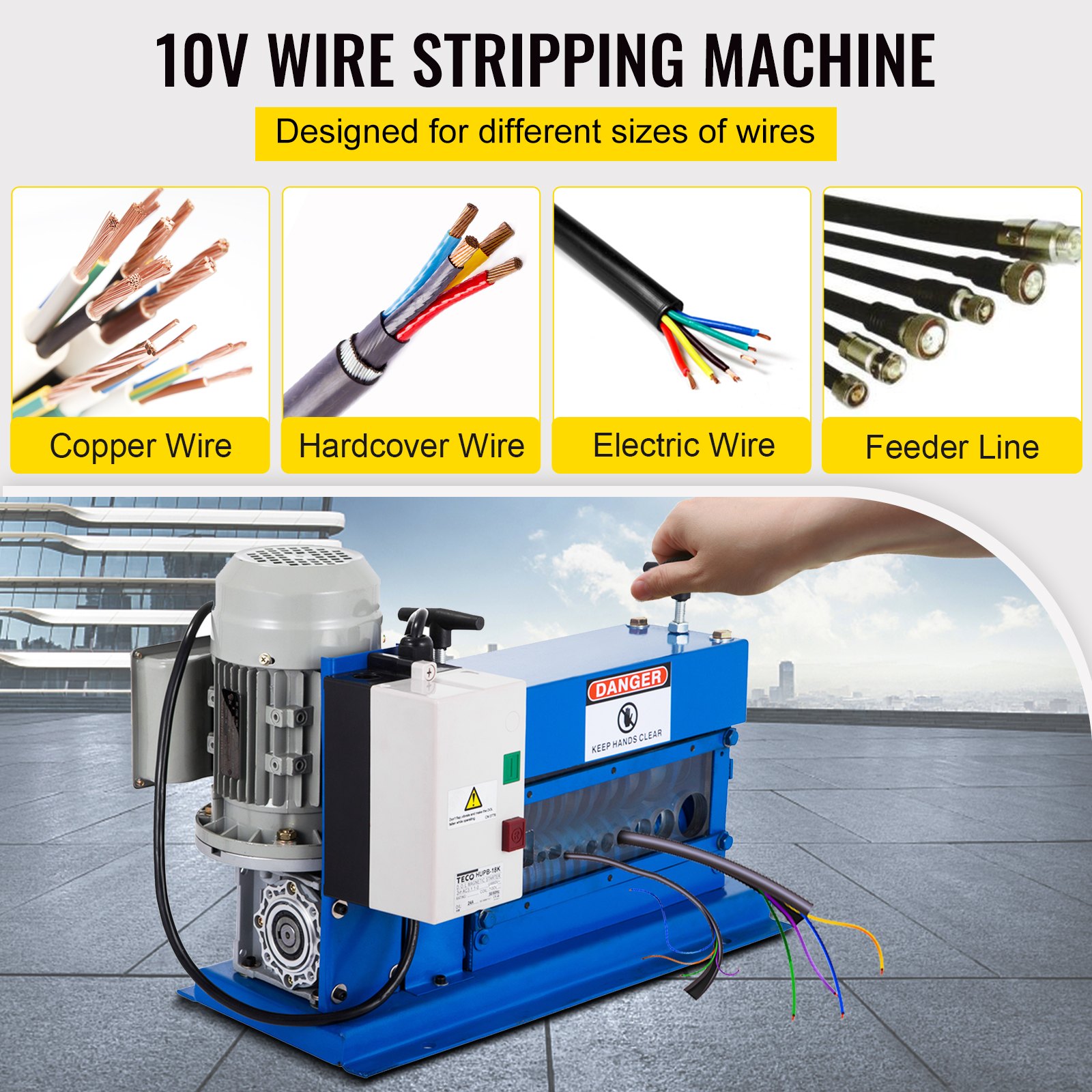 VEVOR Portable Wire Stripper, 18 AWG to 1" OD, 11 Channels, 10 Blades, Electric Machine for Efficient Copper Recycling, Speeds Up to 75ft/min