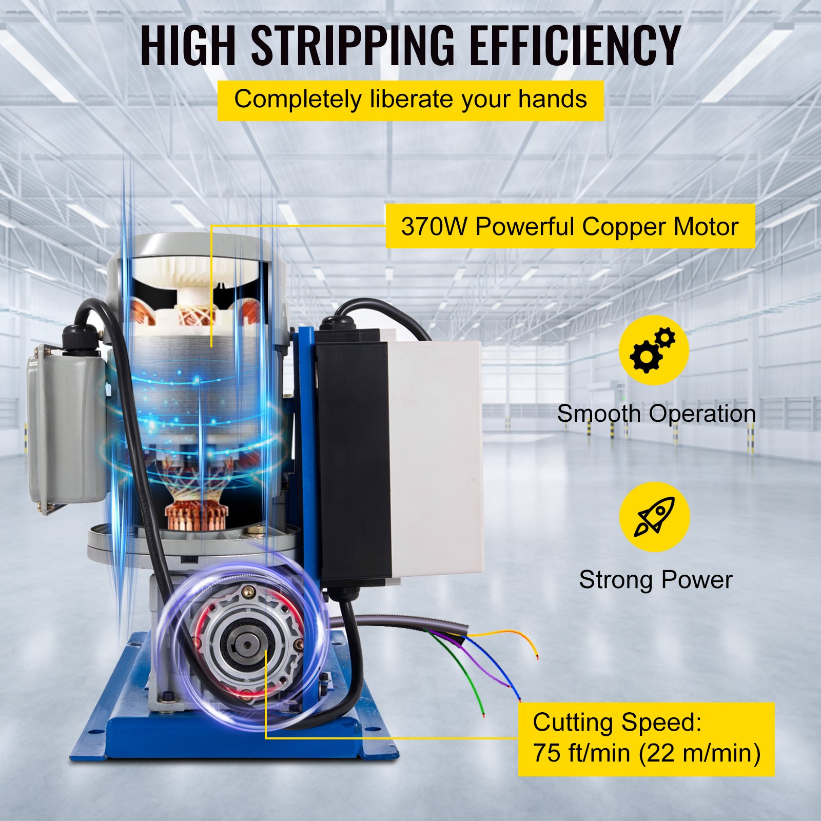 VEVOR Portable Wire Stripper, 18 AWG to 1" OD, 11 Channels, 10 Blades, Electric Machine for Efficient Copper Recycling, Speeds Up to 75ft/min