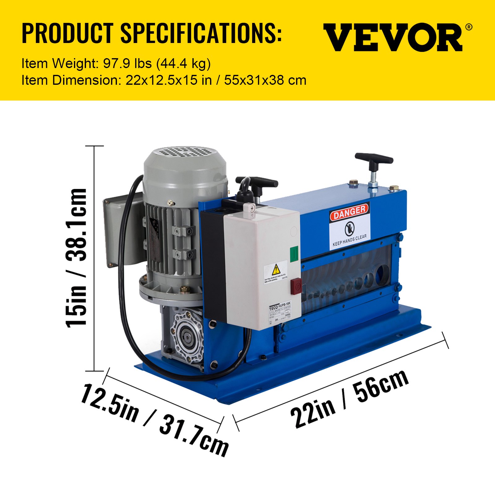 VEVOR Portable Wire Stripper, 18 AWG to 1" OD, 11 Channels, 10 Blades, Electric Machine for Efficient Copper Recycling, Speeds Up to 75ft/min
