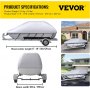 VEVOR Waterproof Boat Cover, 518.2 cm-579.1 cm Trailerable Boat Cover, Beam Width up to 259.1 cm v Hull Cover Heavy Duty 600D Marine Grade Polyester Mooring Cover for Fits V-Hull Boat with 5 Tightening Straps