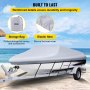 VEVOR Waterproof Boat Cover, 20'-22' Trailerable Boat Cover, Beam Width up to 106" Hull Cover Heavy Duty 600D Marine Grade Polyester Mooring Cover for Fits V-Hull Boat with 5 Tightening Straps