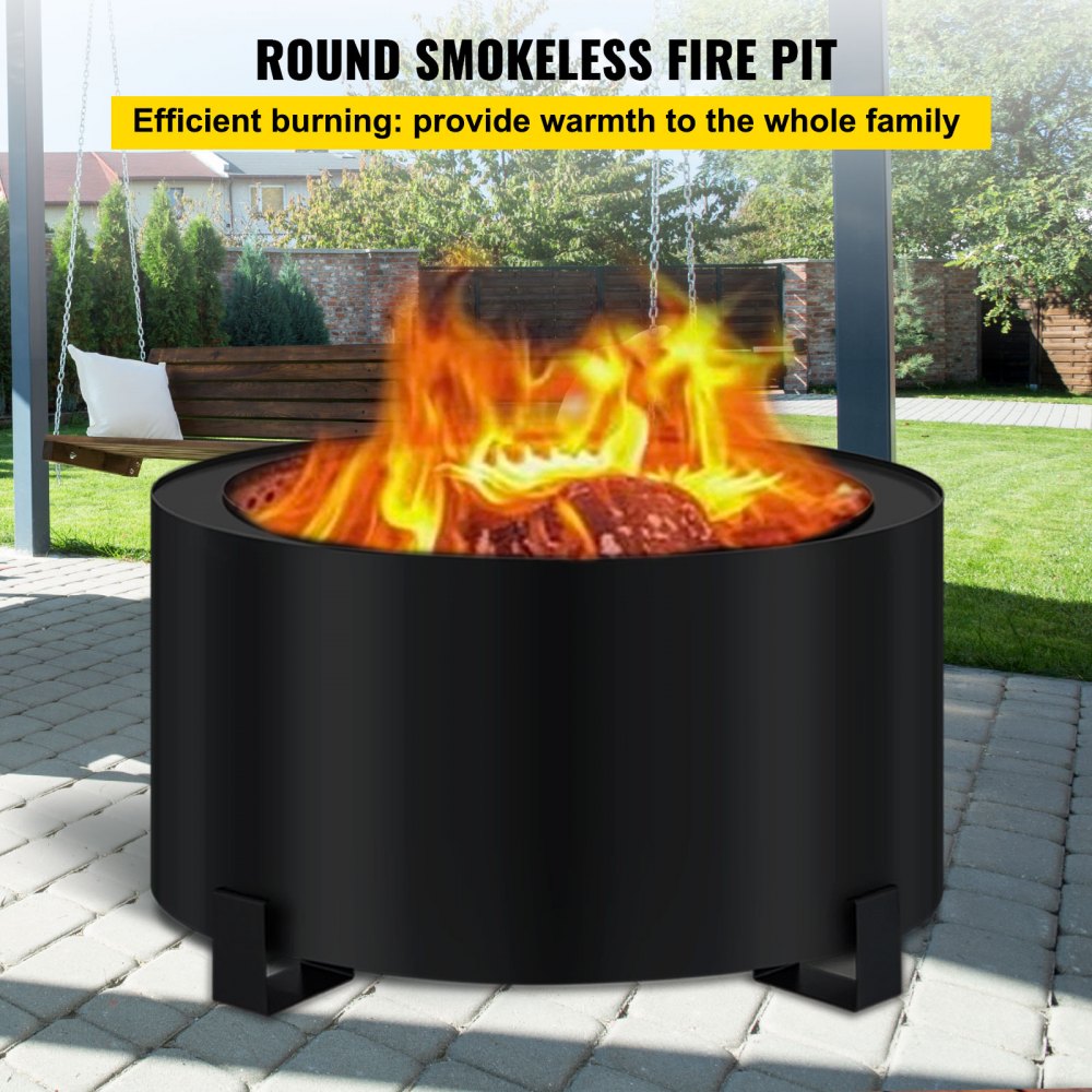 VEVOR Stove Bonfire, Carbon Steel Smokeless Fire Pit, 23.6-inch Diameter  Stove Bonfire Fire Pit, Double Wall Design Smokeless Fire Bowl, Portable  Wood Burning Fire Pit for Outdoor Picnic Camping Black | VEVOR