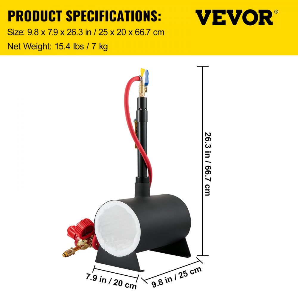 VEVOR Propane Knife Forge, Farrier Furnace with Single Burner, Portable Round Metal Forge with an Open Structure, Large Capacity, for Blacksmithing, Knife Making, Forging Tools and Equipment