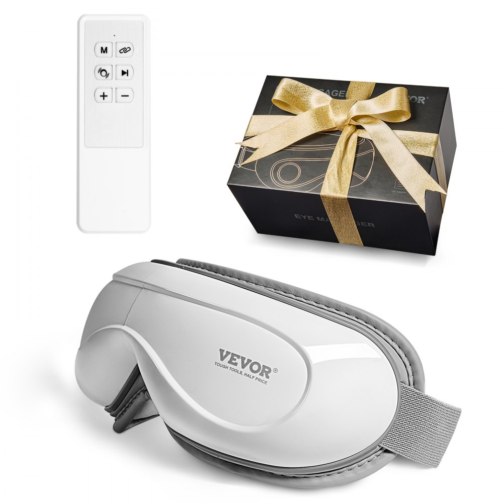 VEVOR Eye Massager with Heat & Remote, Heated Eye Massage Mask with 5 Modes and Bluetooth Music, 180° Foldable Eye Care Massager for Eye Strain, Dry Eyes, Dark Circles, Ideal Gift for Mom/Dad, Black