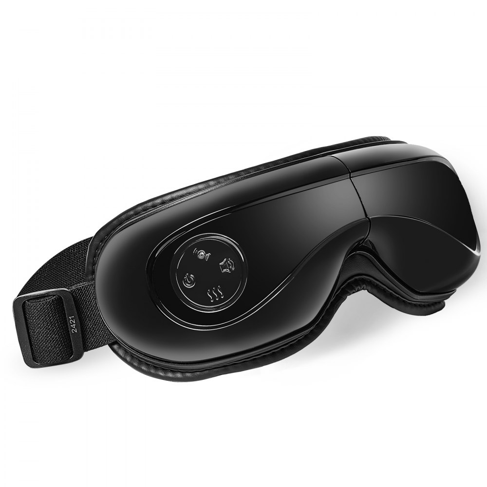 VEVOR Eye Massager with Heat & Remote, Heated Eye Massage Mask with 5 Modes and Bluetooth Music, 180° Foldable Eye Care Massager for Eye Strain, Dry Eyes, Dark Circles, Ideal Gift for Mom/Dad, Black