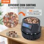 VEVOR USD Coin Counter & Coin Sorters with LCD Display, Coin Sorter Machine for USD Coin 1￠ 5￠ 10￠ 25￠ $1, Sorts up to 300 Coins/min, Change Counter Holds 2000 Coins Included 5 Coin Bins & 5 Tubes