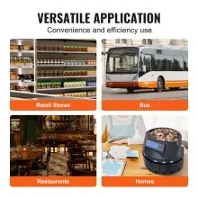 VEVOR USD Coin Sorter Coin Counter Wrapper and Roller 300 Coins/min LCD Display