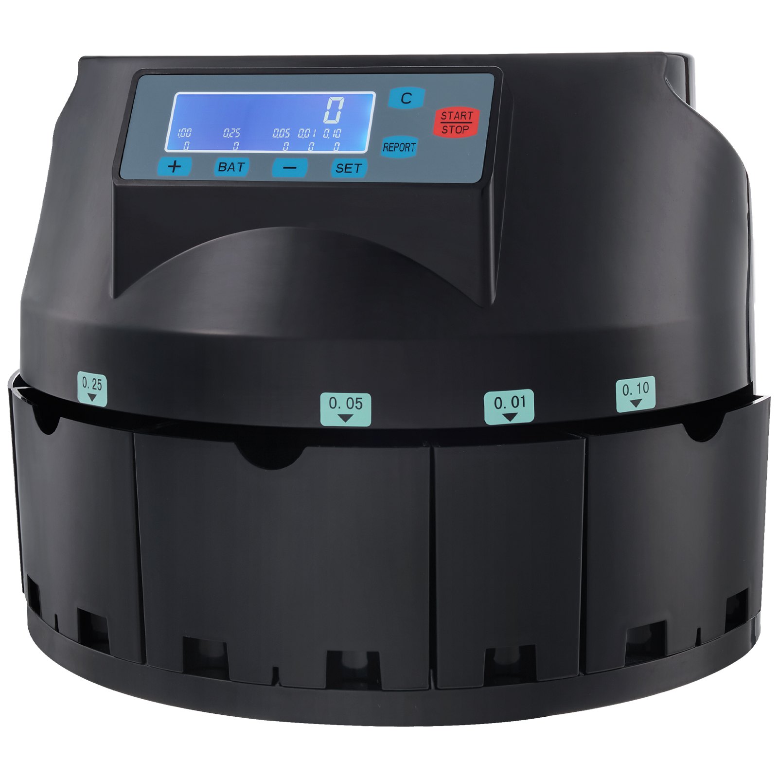 VEVOR USD Coin Counter & Coin Sorters with LCD Display, Coin Sorter Machine for USD Coin 1￠ 5￠ 10￠ 25￠ $1, Sorts up to 300 Coins/min, Change Counter Holds 2000 Coins Included 5 Coin Bins & 5 Tubes