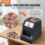 VEVOR USD Coin Sorter, Coin Sorter Machine for USD Coin 1￠ 5￠ 10￠ 25￠ , Sorts up to 230 Coins/min, Coin Sorter and Wrapper Machine Holds 200 Coins Included 4 Coin Tubes, Black