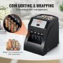 VEVOR USD Coin Sorter, Coin Sorter Machine for USD Coin 1￠ 5￠ 10￠ 25￠, Sorts up to 230 Coins/min, Coin Sorter and Wrapper Machine Holds 200 Coins Included 4 Coin Tubes, Black