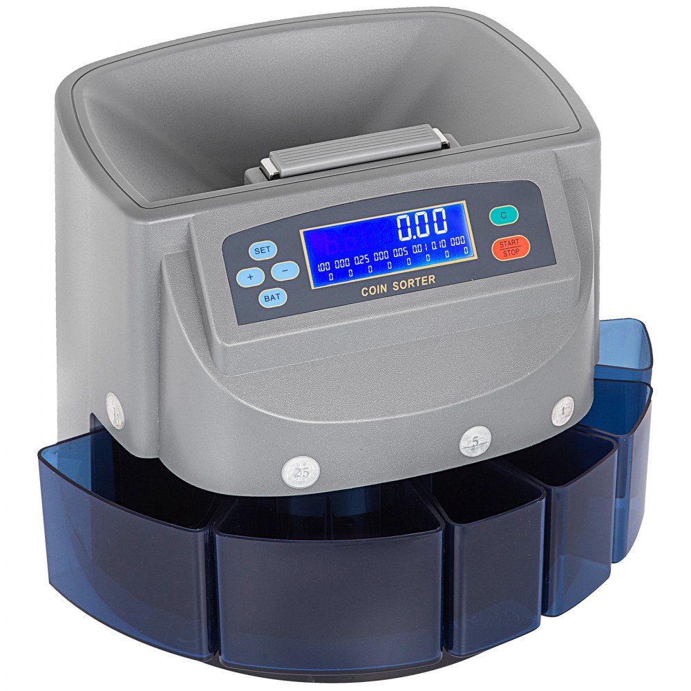 VEVOR Coin Counter 270 Coins/Min Coin Sorter LCD Display Screen Coin Counter Machine US Automatic Coin Counter Displays Total Value(270 Coins/Min,LCD)