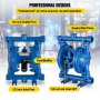 VEVOR Air-Operated Double Diaphragm Pump, 1/2 in Inlet & Outlet, Cast Iron Body, 3 GPM & Max 90 PSI, Nitrile Diaphragm Pneumatic Transfer Pump for Petroleum, Diesel, Oil & Low Viscosity Fluids