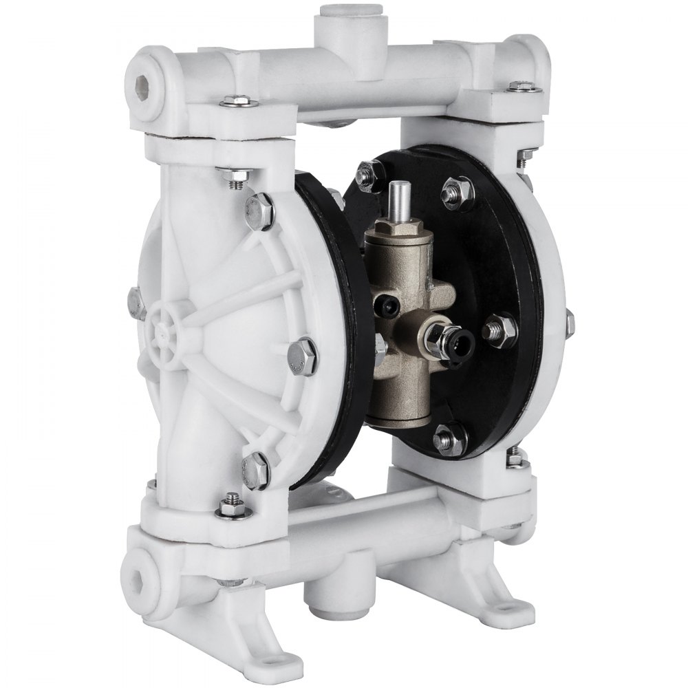VEVOR Air-Operated Double Diaphragm Pump 1/2 Inch Inlet Outlet Polypropylene 13 GPM Max 100PSI,Nitrile Corrosion-Proof Diaphragm Air Pump for Chemical Industrial Use,QBY-15PP