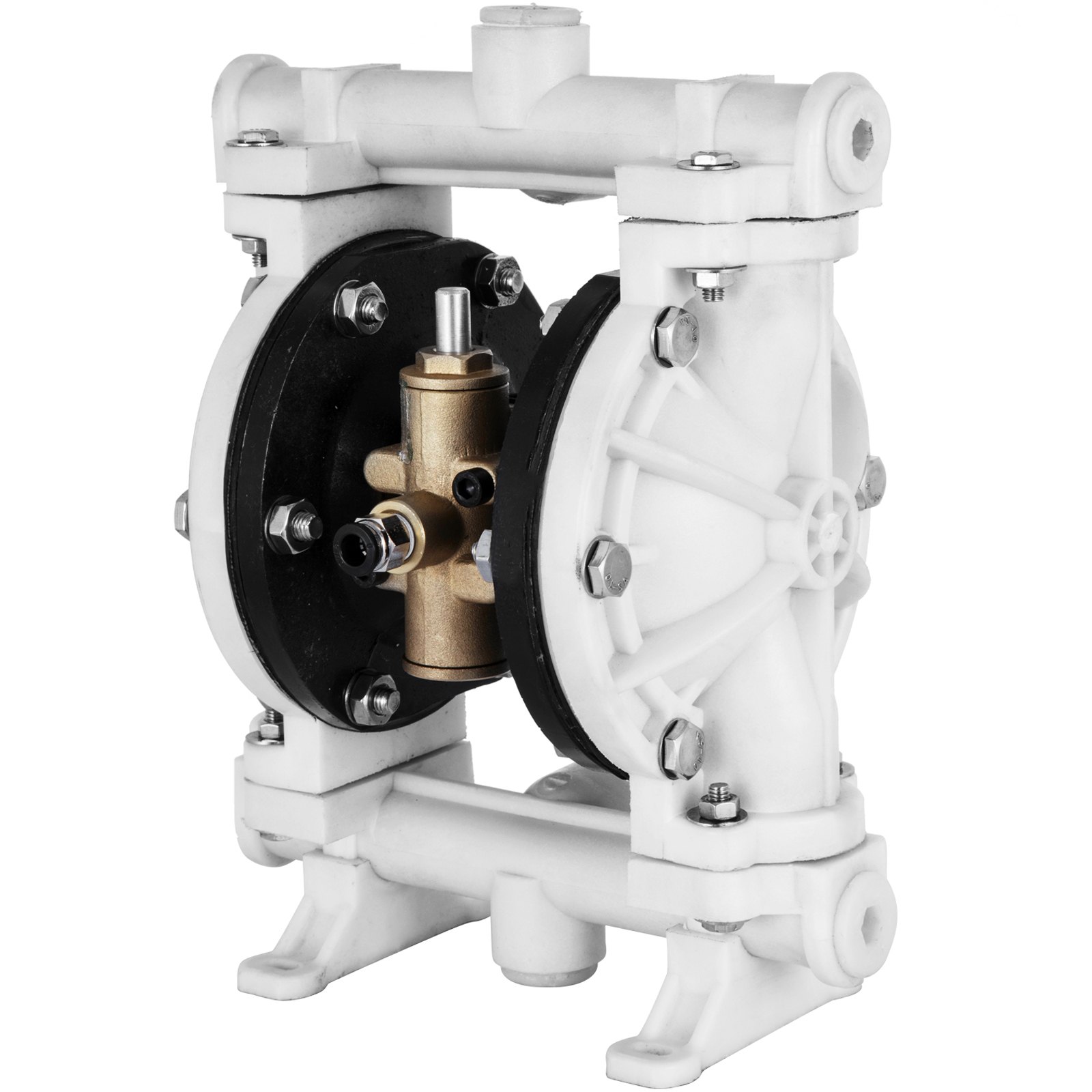VEVOR Air-Operated Double Diaphragm Pump, Inlet & Outlet, Polypropylene Body, 9.46 L/min, PTFE Diaphragm Pneumatic Transfer Pump for Petroleum, Diesel, Oil & Low Viscosity Fluids