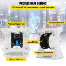 VEVOR Air Double Diaphragm Pump 8.8 GPM With 1/2Inch Inlet And Outlet