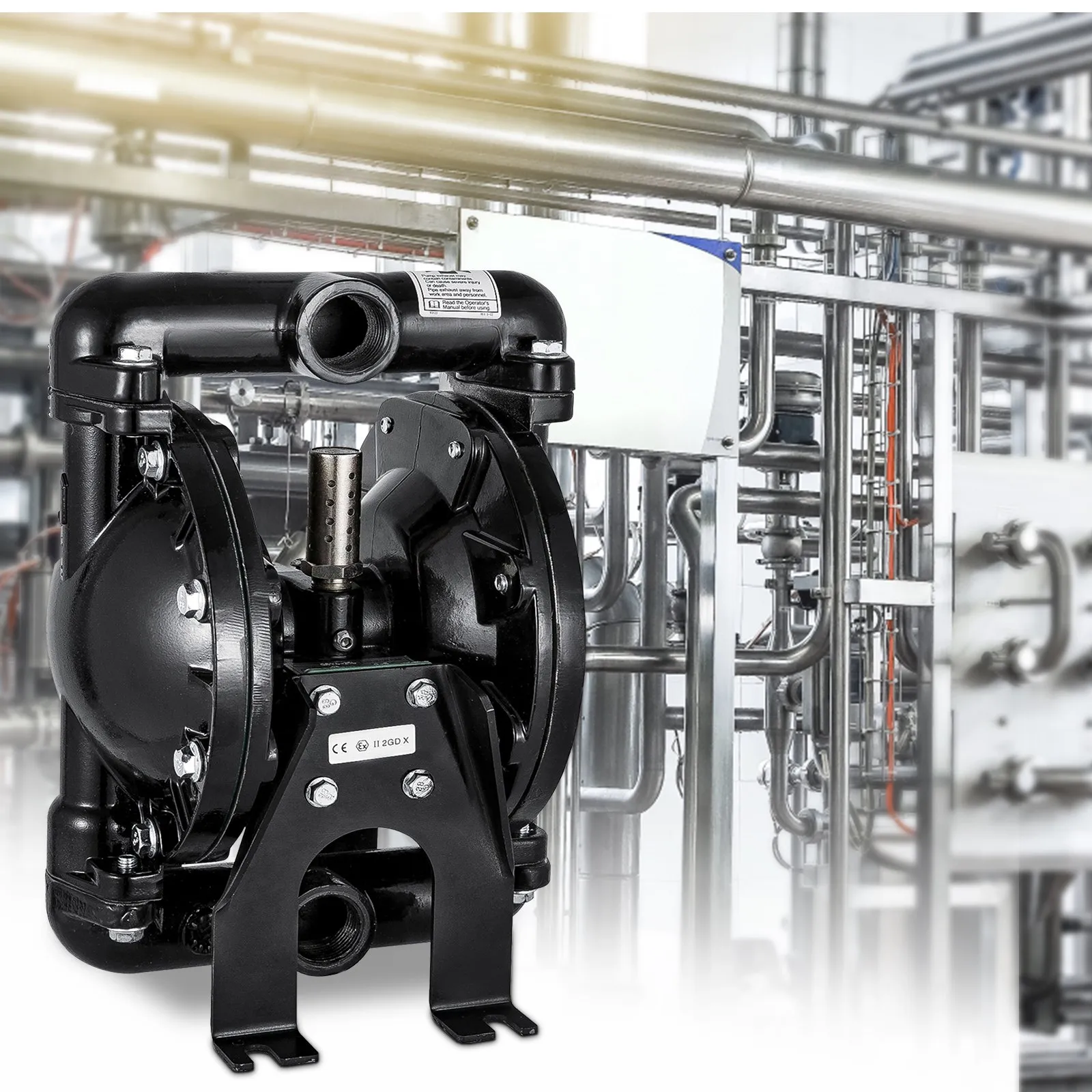 VEVOR Air-Operated Double Diaphragm Pump 1 inch Inlet Outlet Aluminum 35 GPM Max 120PSI, Nitrile Diaphragm, QBY4-25L-1inch-35