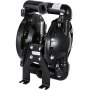 black VEVOR diaphragm pump with dual chambers and metal fittings.
