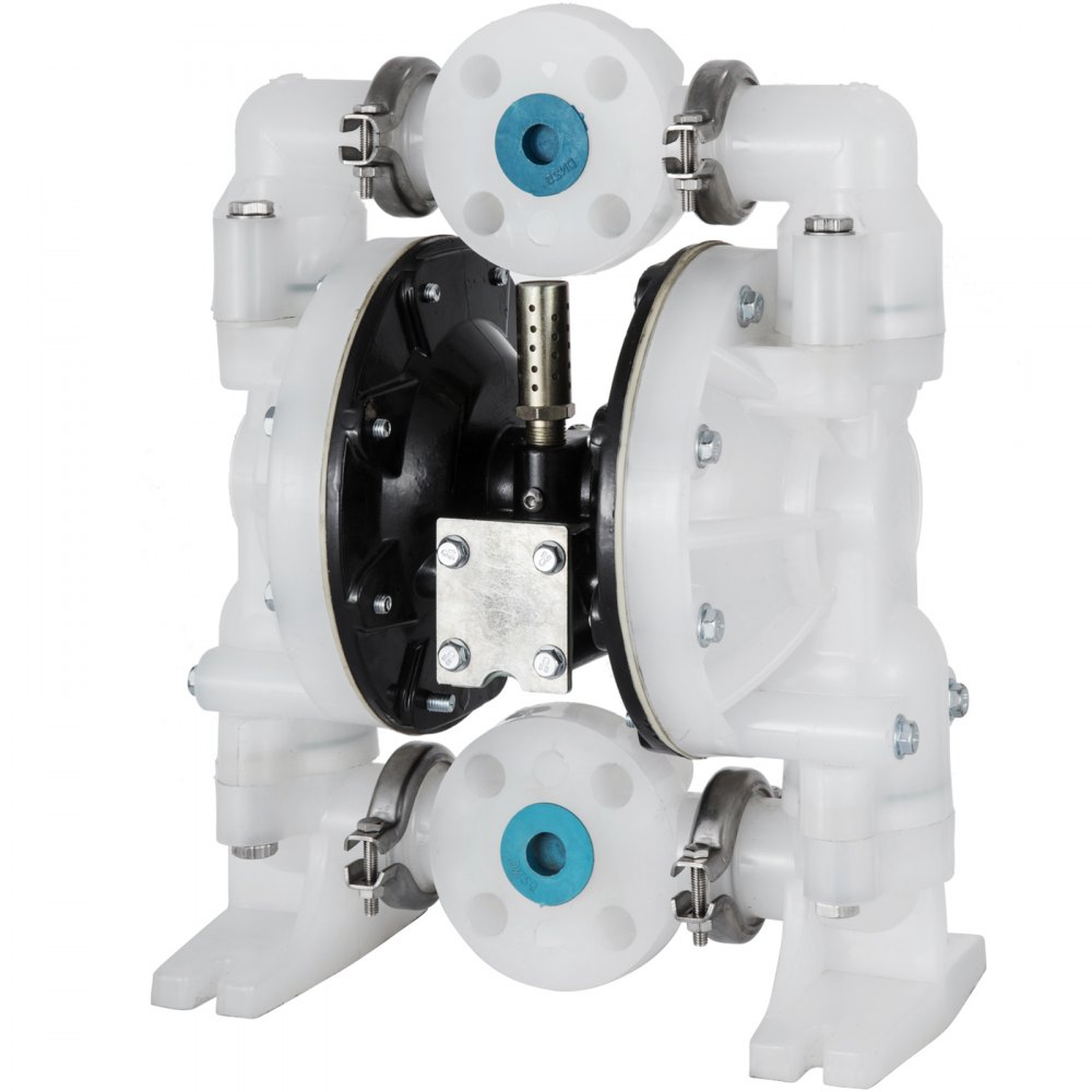 white VEVOR air-operated double diaphragm pump with blue and black components.