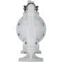 VEVOR air-operated double diaphragm pump in white plastic with metal bolts.