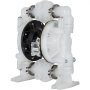 white and black VEVOR air-operated double diaphragm pump with metal clamps.