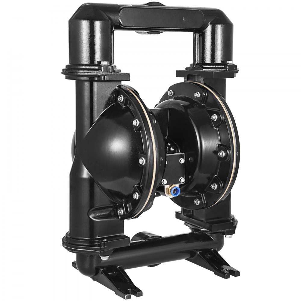 black VEVOR double diaphragm pump with dual chambers and sturdy base.