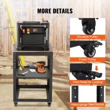 VEVOR Planer Stand, 100 lbs/ 45 kg heavy loads, Three-Gear Height Adjustable thickness planer table,with 4 Stable Casters & Storage Space, for most planers, saws, bench-top machines, power tools