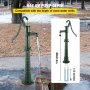 VEVOR Hand Water Pump w/ Stand, 15.7 x 9.4 x 51.6 inch Pitcher Pump& 26 inch Pump Stand w/ Pre-set 1/2" Holes for Easy Installation, Rustic Cast Iron Well Pump for Yard, Garden, Farm Irrigation, Green