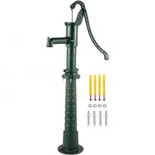 VEVOR Hand Water Pump w/ Stand, 15.7 x 9.4 x 51.6 inch Pitcher Pump& 26 inch Pump Stand w/ Pre-set 1/2" Holes for Easy Installation, Rustic Cast Iron Well Pump for Yard, Garden, Farm Irrigation, Green