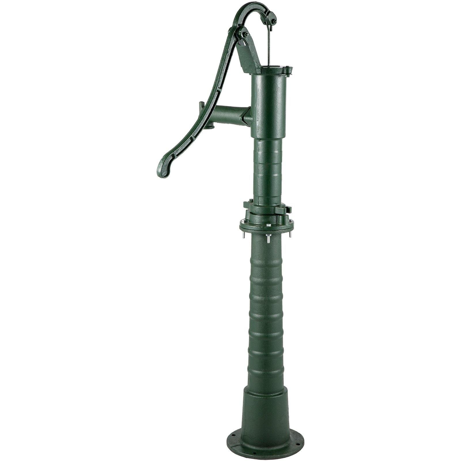 VEVOR hand water pump with long handle and green cast iron construction.