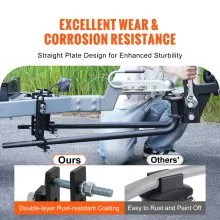 VEVOR Weight Distribution Hitch, 1,000 lbs Weight Distributing Hitches Kit with Sway Control for Trailer, 2-In Solid Steel Shank, 2-5/16 in Alloy Steel Ball, Powder Coated Load Leveling Hitch, Black