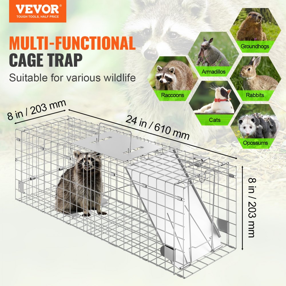 24 Animal Trap Humane Cat Trap for Stray Cats Heavy Duty Folding