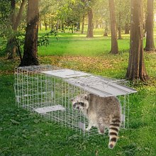 VEVOR Live Animal Cage Trap, 24" x 8" x 8" Humane Cat Trap Γαλβανισμένο Σίδερο, Πτυσσόμενη Παγίδα Ζώων με Λαβή για κουνέλια, αδέσποτες γάτες, σκίουρους, ρακούν, αγριόχοιρους και οπόσουμ