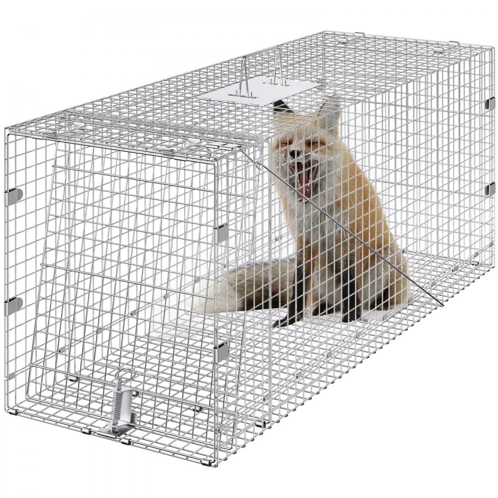 Trampa de jaula de animales vivos, trampa para gatos de hierro galvanizado  de 24 x 8 x 8 pulgadas, trampa plegable para animales con mango para