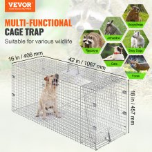 VEVOR Live Animal Cage Trap 42" x 16" x 18" Humane Cat Trap Kissat Oravat Hiiri