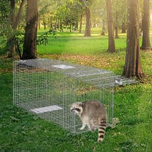 VEVOR Live Animal Cage Trap 42" x 16" x 18" Humane Cat Trap Cats Equirrels Mus