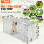VEVOR Live Animal Cage Trap, 50" x 20" x 26" Humane Cat Trap Galvanized Iron, Folding Animal Trap with Handle for Stray Dogs, Armadillos, Raccoons, Marmots, Foxes