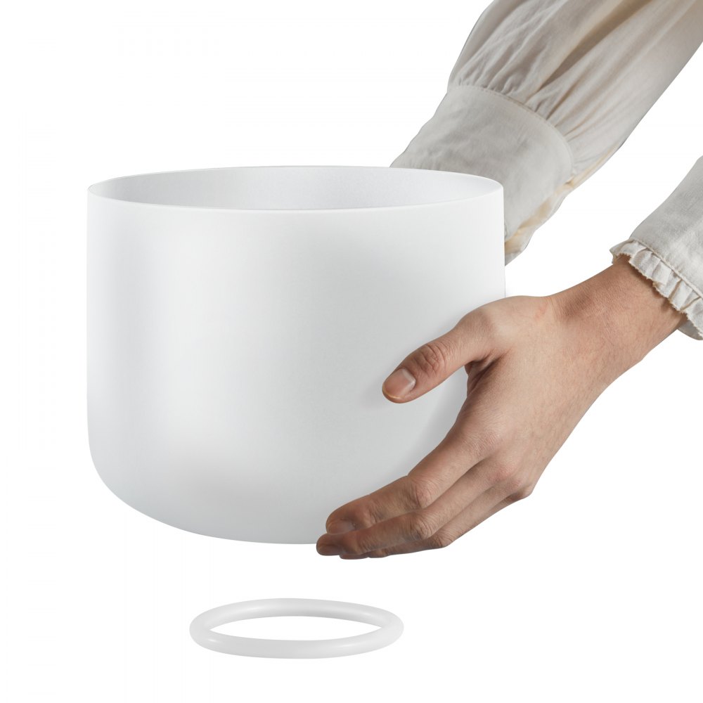 VEVOR 2PCS Crystal Singing Bowls, 8-inch and 10-inch A & F Note Singing Bowls, Frosted Quartz Bowl with 10" Carrying Bag, 1 Rubber Mallet and 2 O-Rings, Ideal for Meditation Yoga Sound Healing