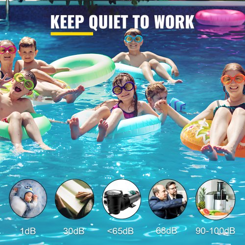 VEVOR HP Pool Pump, 1100 W Above Ground Swimming Pool Pump