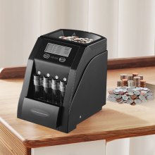 VEVOR USD Coin Sorter with LCD Screen Display Holds up to 200 Coins 4 Coin Tubes