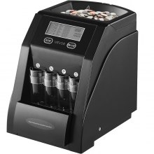 VEVOR USD Coin Sorter with LCD Screen Display Holds up to 200 Coins 4 Coin Tubes