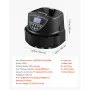 VEVOR USD Coin Sorter, Coin Counter Machine for 5 Kinds of USD Coins, Coin Sorter and Wrapper Machine Holds up to 2000 Coins, Screen Display Coin Storage Included 5 Coin Tubes and Boxes