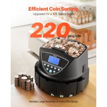 USD Coin Sorter with Screen Display Holds up to 1500 Coins 5 Coin Tubes