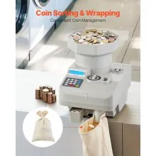 VEVOR High Speed Coin Counter, Professional Coin Sorter with Anti-Jam Tech, Heavy Duty Bank Grade Automatic Coin Sorter and Wrapper Machine for All Coins, Suitable for International Coins and Tokens