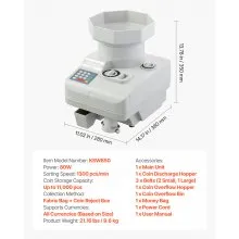 VEVOR High Speed Coin Counter, Professional Coin Sorter with Anti-Jam Tech, Heavy Duty Bank Grade Automatic Coin Sorter and Wrapper Machine for All Coins, Suitable for International Coins and Tokens