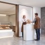 VEVOR Reception Desk, 60 cm Rectangular Front Counter Table, Modern Office Reception Desk with Drawer, Small Minimalist Retail Counter Table for Checkout, Lobby, Beauty Salon and Office, White