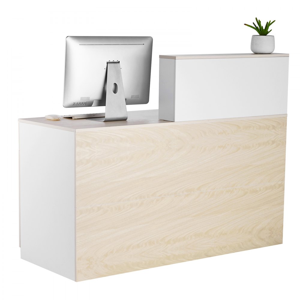 VEVOR Reception Desk Rectangular Front Counter Table 55.12 in Wood Office Table
